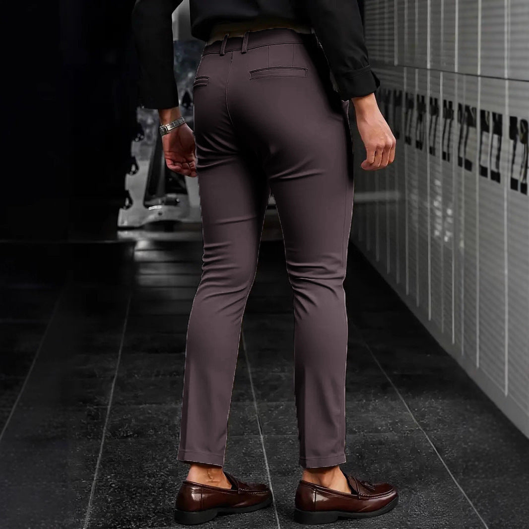 Men's Elegant Slim-Fit Suit Pants with Sporty Details Lisslune