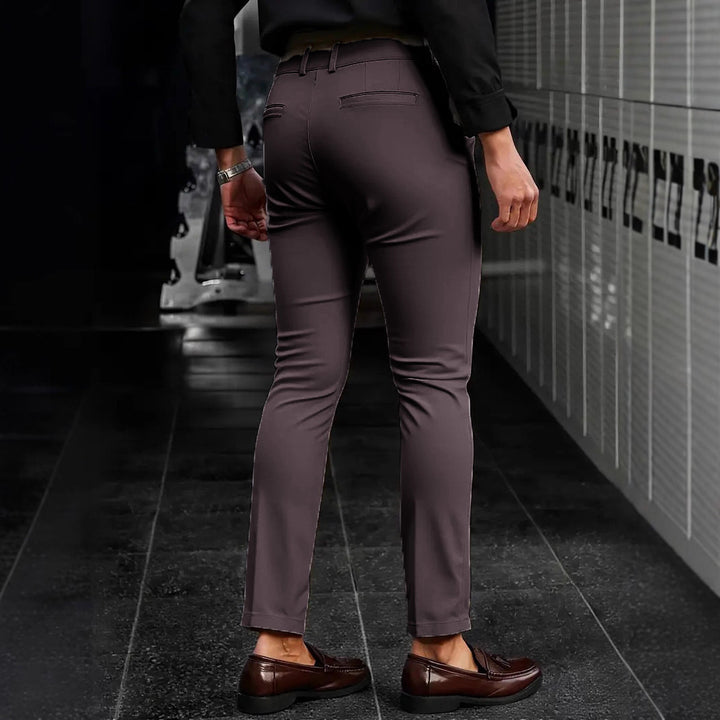 Men's Elegant Slim-Fit Suit Pants with Sporty Details Lisslune