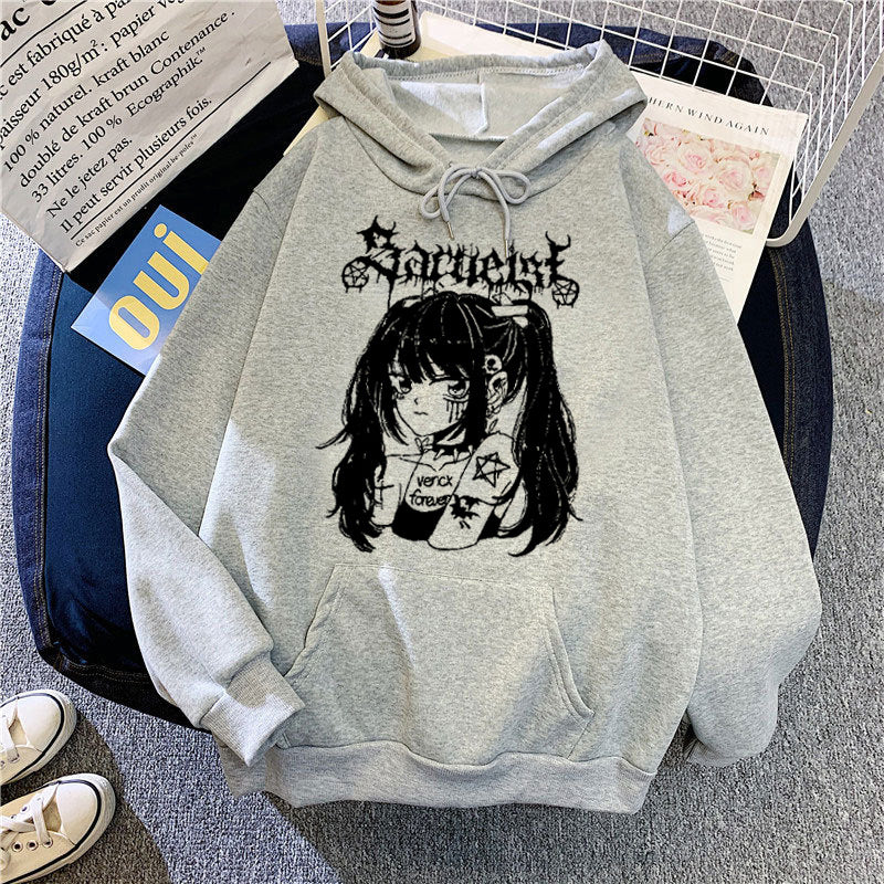 Women's hooded sweatshirt with unique artistic graphic design Lisslune