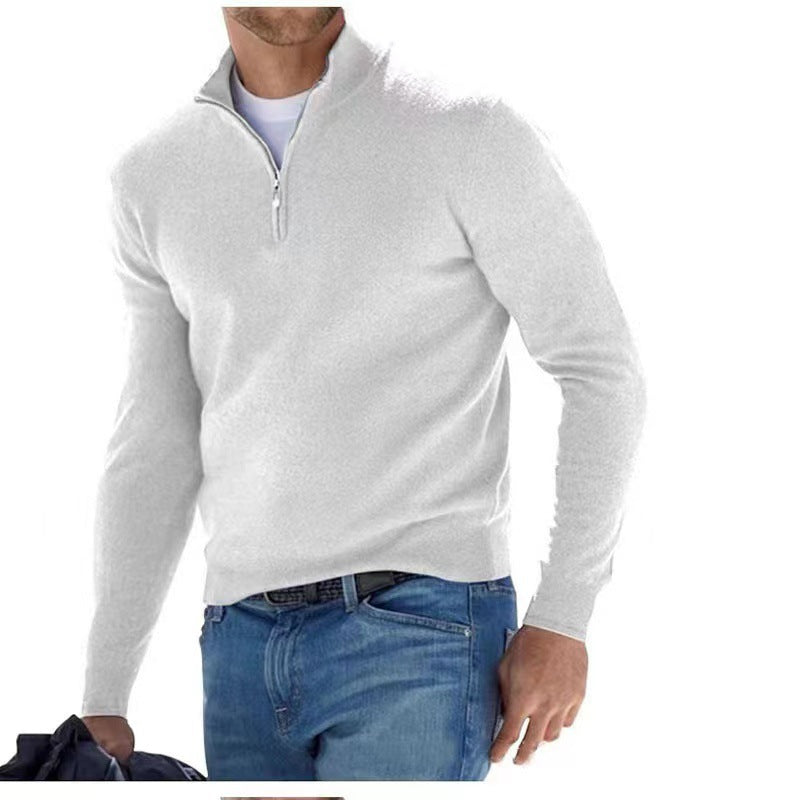 Men's elegant pullover with high collar and fine ribbed design Lisslune