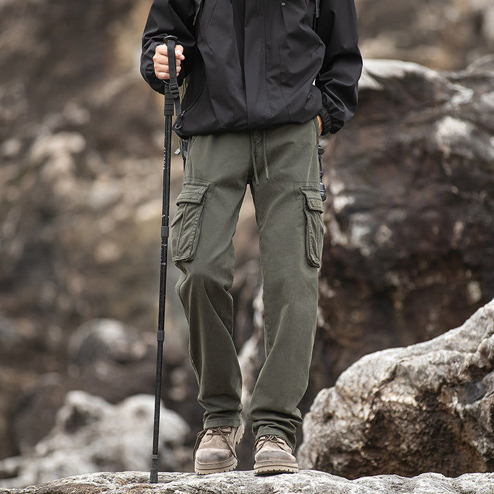 Men's Robust Outdoor Cargo Pants with Adjustable Waistband and Multifunctional Pockets Lisslune