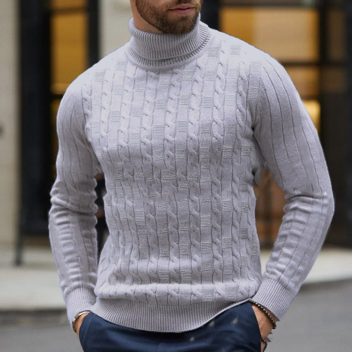 Men's knitted sweater with stylish turtleneck and textured pattern Lisslune