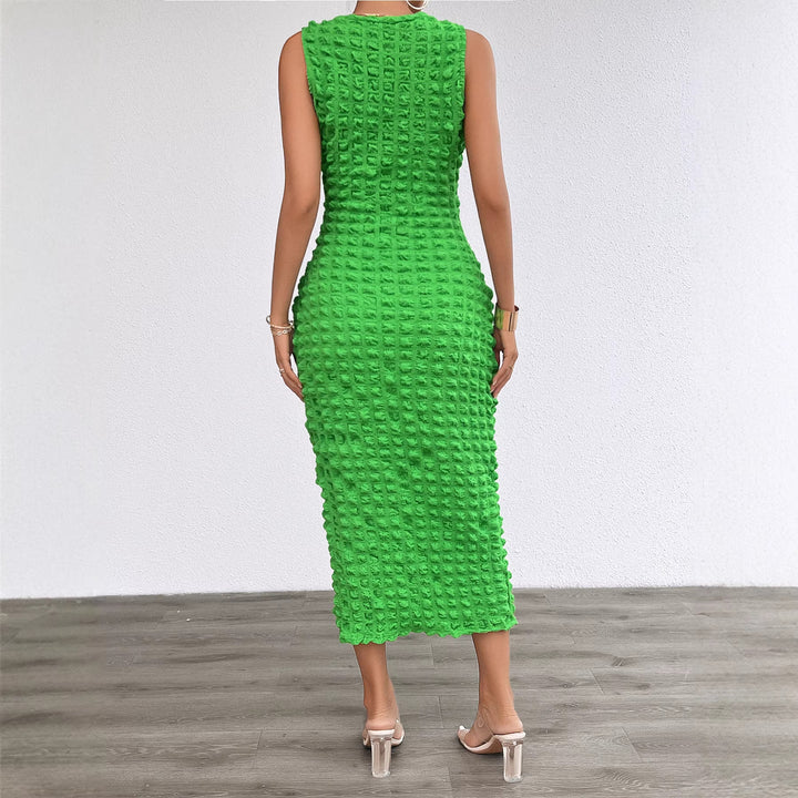 Women's midi dress with textured outer material and figure-hugging cut Lisslune