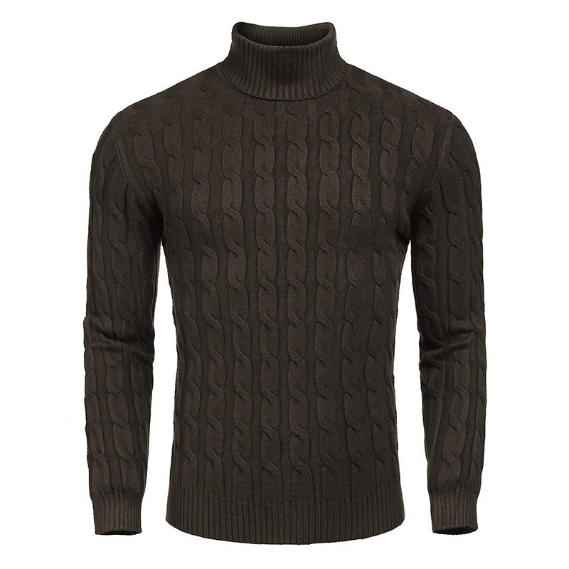Men's fashionable turtleneck sweater with cable pattern Lisslune