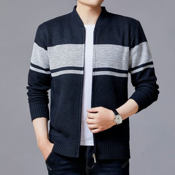Men's cardigan with modern zipper and textured design Lisslune