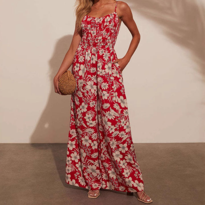 Women's maxi dress with floral design and elastic waist Lisslune