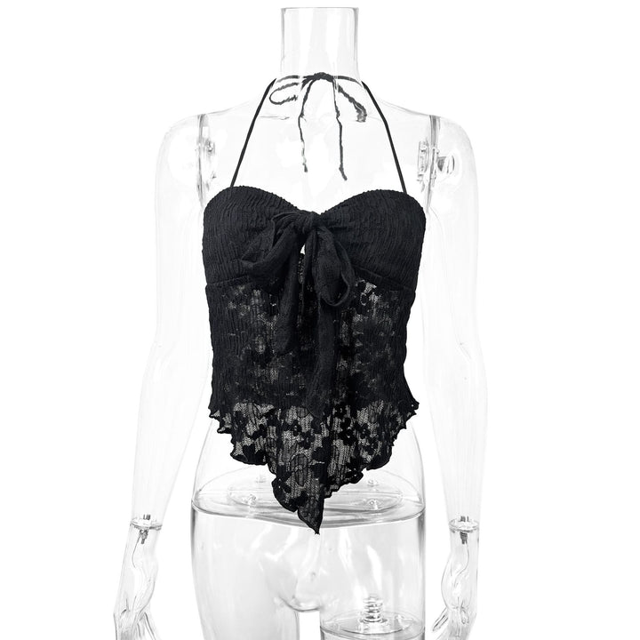 Damen Spitzen-Bustier mit Bindeband und transparentem Design Lisslune