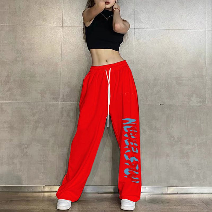 Women’s leisure pants with elastic waistband and creative print Lisslune