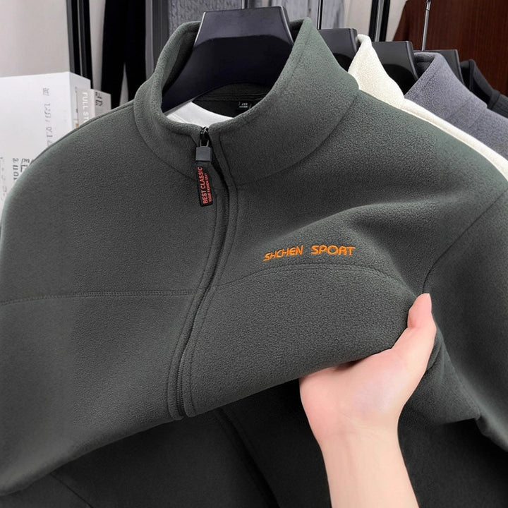 Men's fleece jacket with high collar and full zip Lisslune