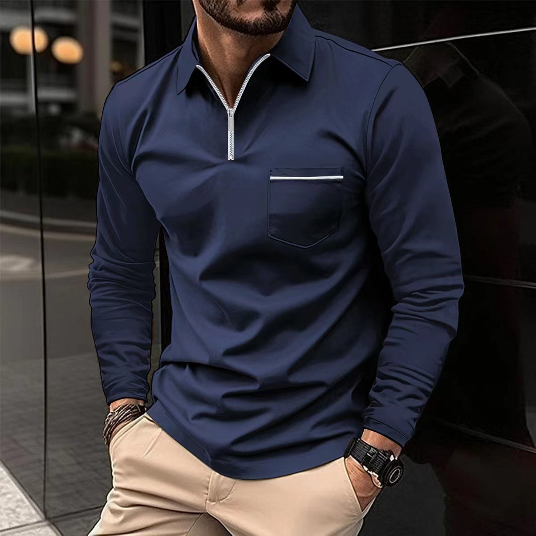 Men's long-sleeve shirt with zipper and chest pocket Lisslune