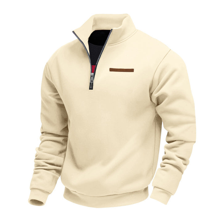 Men's fleece pullover with high collar and zipper Lisslune