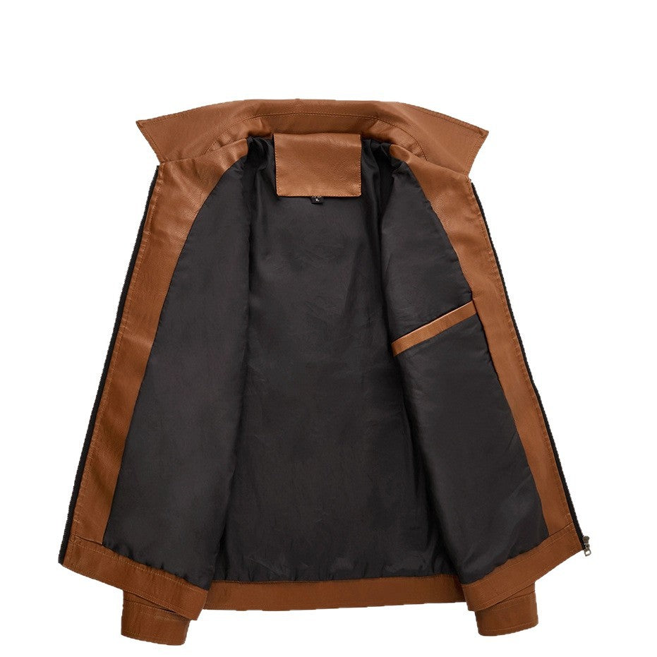 Men's high-quality synthetic leather jacket with practical pockets Lisslune