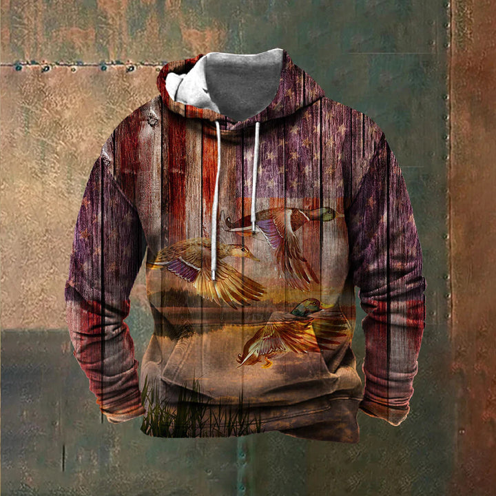 Men's hoodie with impressive wildlife print and patriotic accents Lisslune