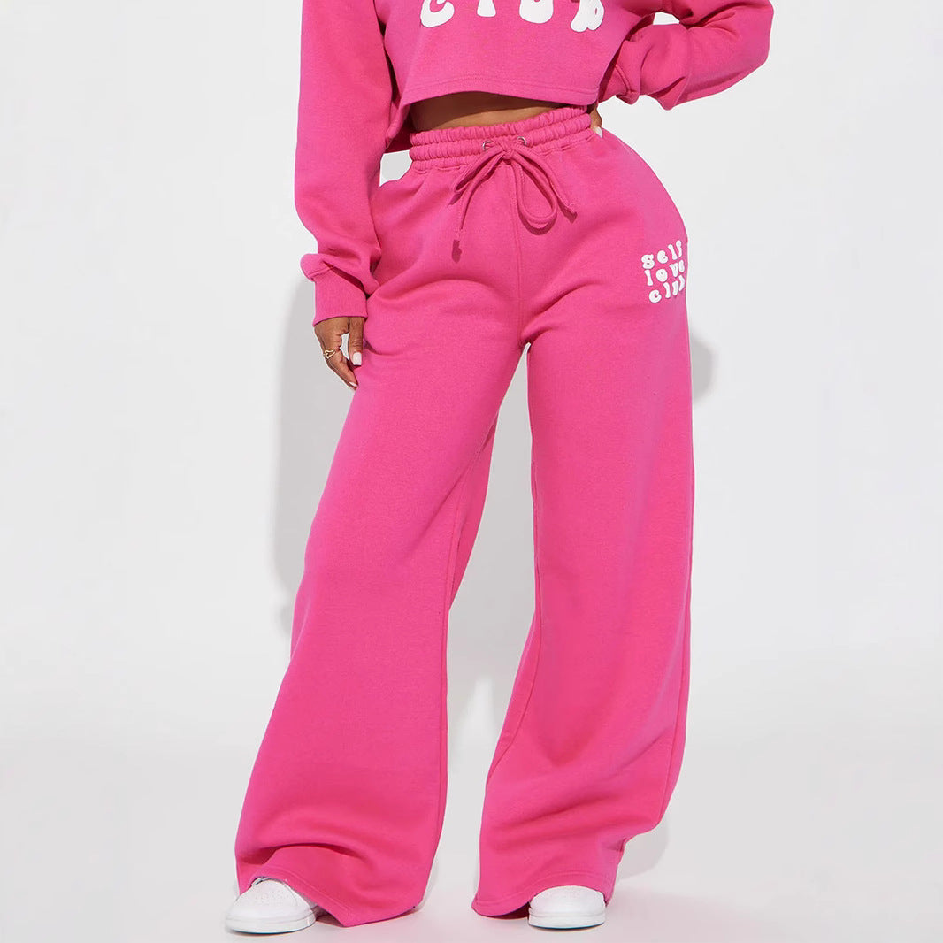 Women's wide jogging pants with elastic waistband and eye-catching lettering Lisslune
