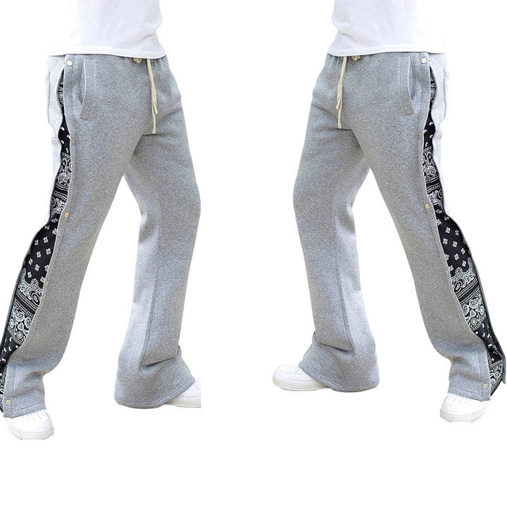 Men's casual training pants with side snap button closure and stylish pattern mix Lisslune