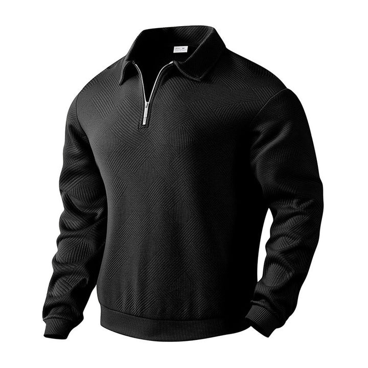 Men's Sporty Sweater with Zipper and Textured Design Lisslune