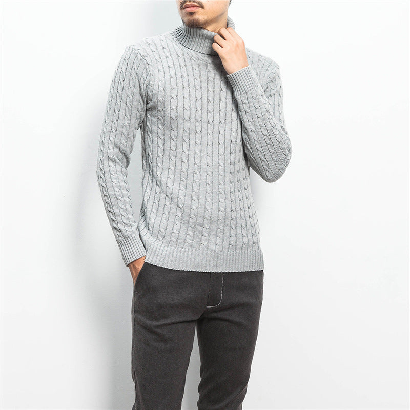 Men's comfortable turtleneck sweater with cable pattern Lisslune