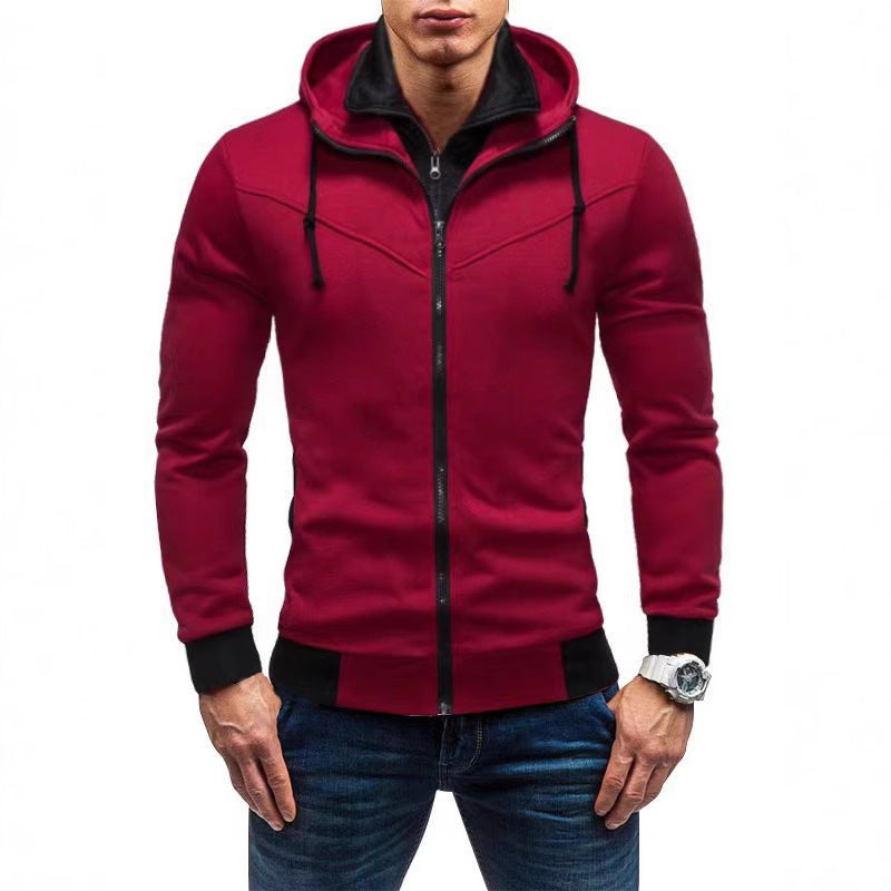 Men's sporty hoodie with high collar and high-quality zipper Lisslune