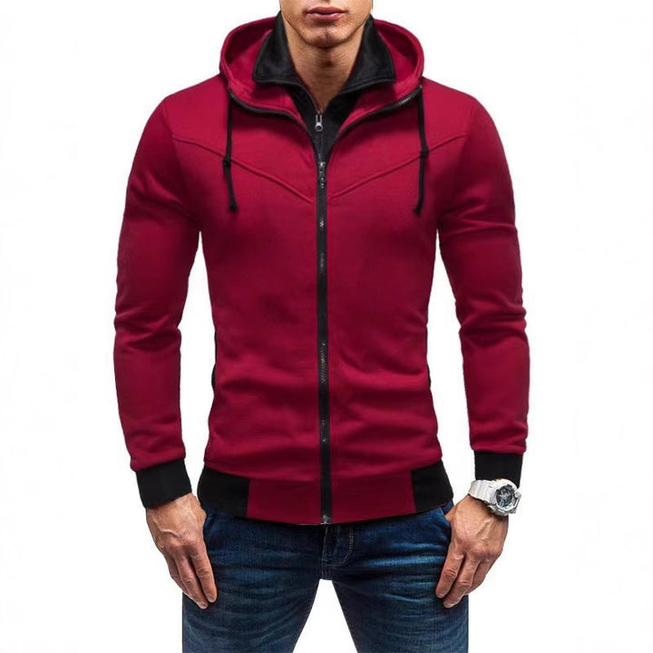 Men's sporty hoodie with high collar and high-quality zipper Lisslune