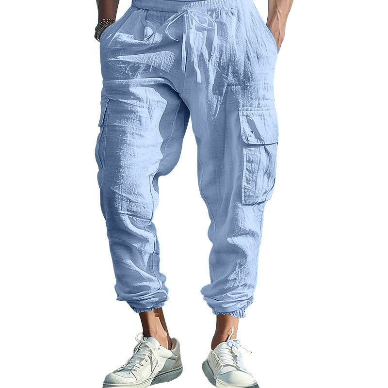 Men's cargo pants with elastic waistband and versatile pockets Lisslune