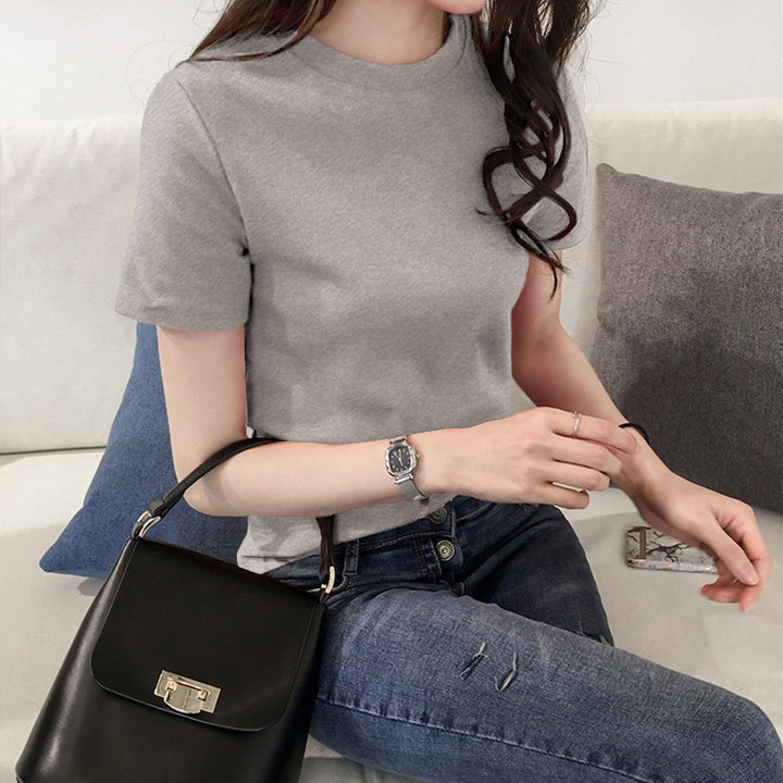 Women's cotton T-shirt with modern round neck and comfortable fit