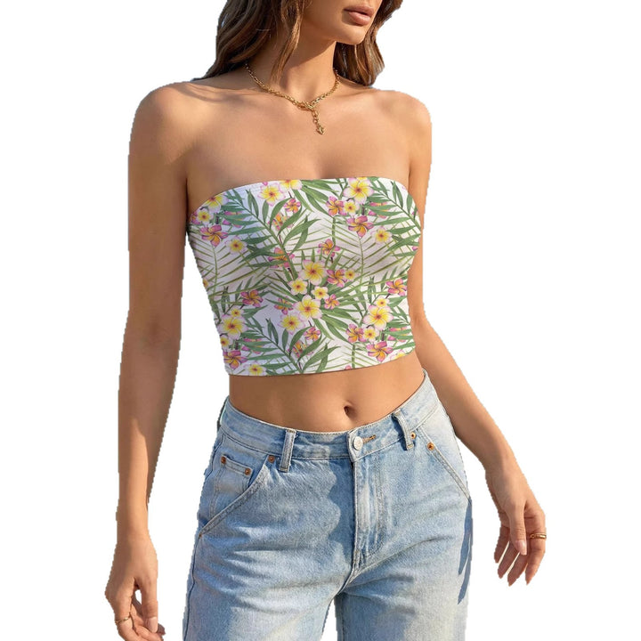 Women's bandeau top with creative flower and leaf motifs Lisslune
