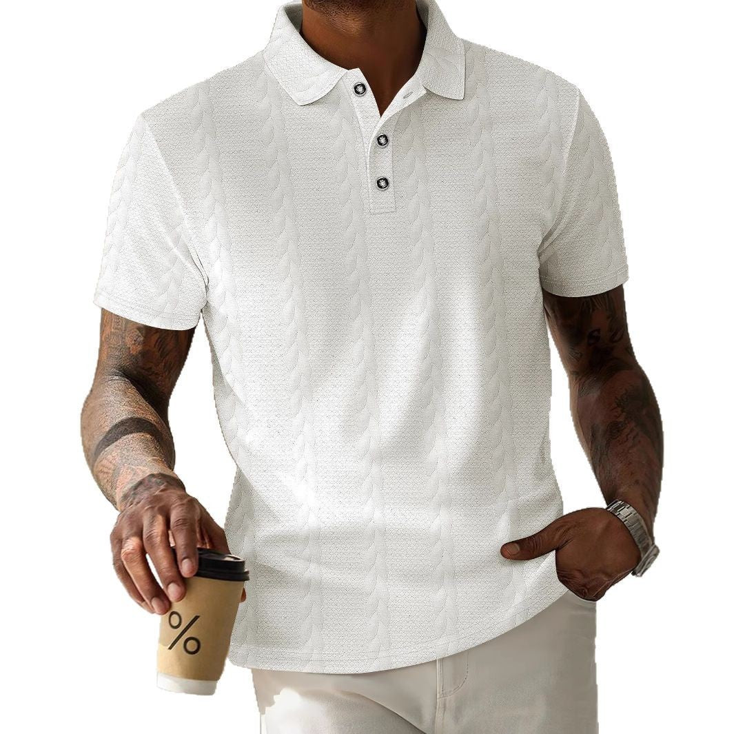 Men's Sporty Polo Shirt with Textured Pattern Lisslune