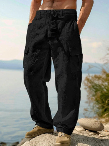 Men's cargo pants with elastic waistband and practical side pockets Lisslune