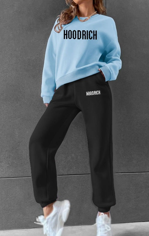 Women's casual set of sweater and joggers with sporty lettering Lisslune