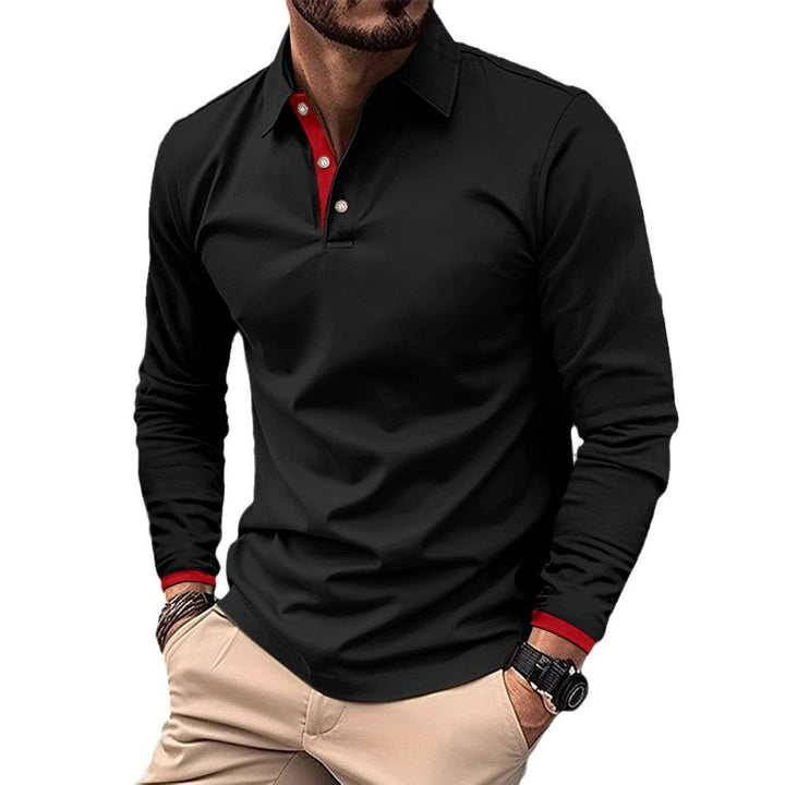Men's Long Sleeve Polo Shirt with Stylish Collar and Elegant Button Details Lisslune