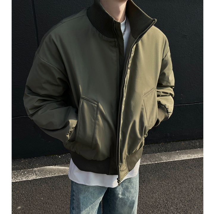 Men's casual bomber jacket with high collar and practical pockets Lisslune