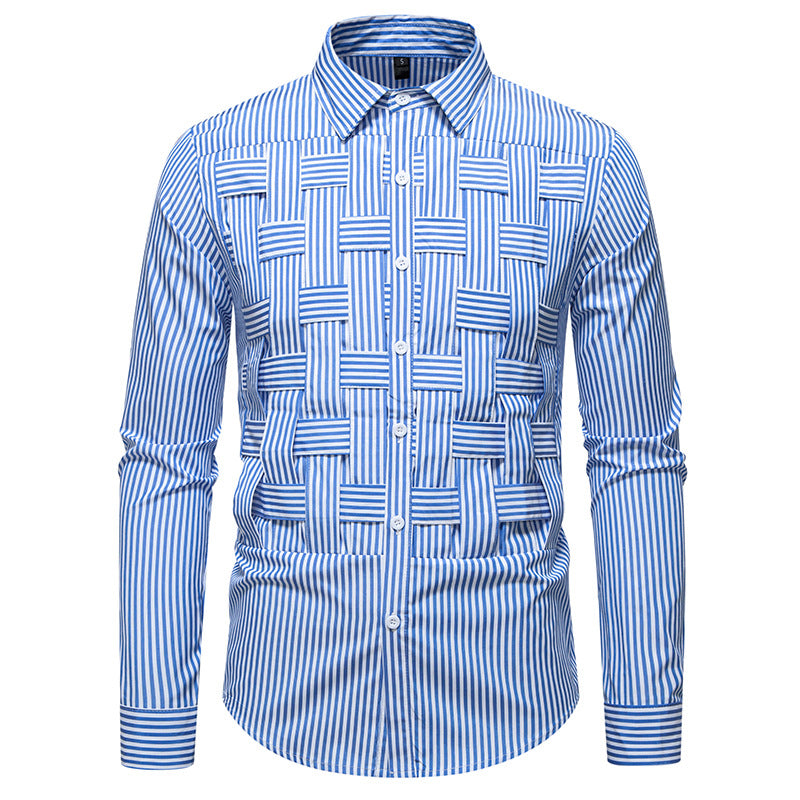 Men's long-sleeve shirt with modern check pattern Lisslune