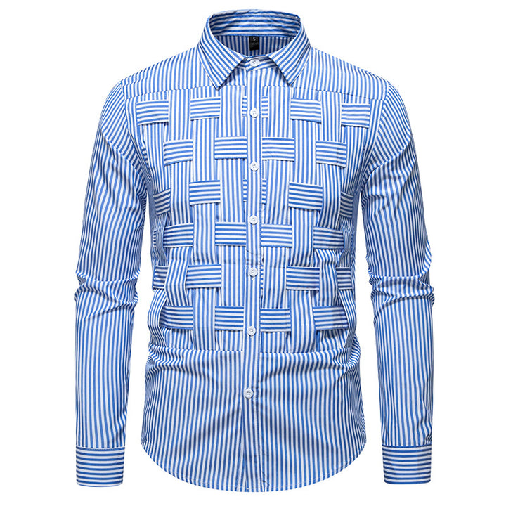 Men's long-sleeve shirt with modern check pattern Lisslune