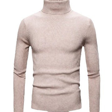 Men's ribbed knit sweater with high collar and body-hugging cut Lisslune