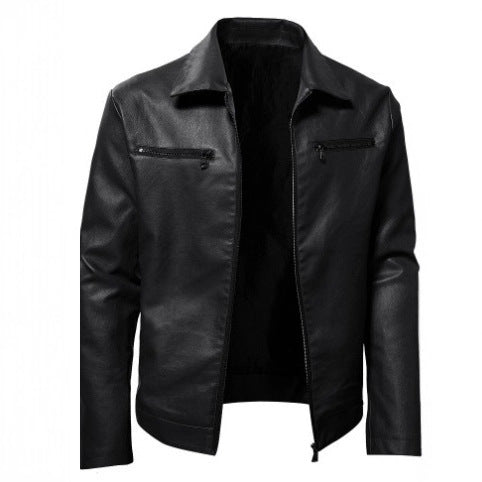 Men's biker jacket made of high-quality leather with modern zipper detail Lisslune