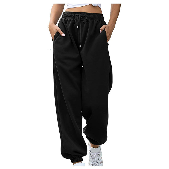 Women's casual sweatpants with high waistband and side zipper pockets Lisslune