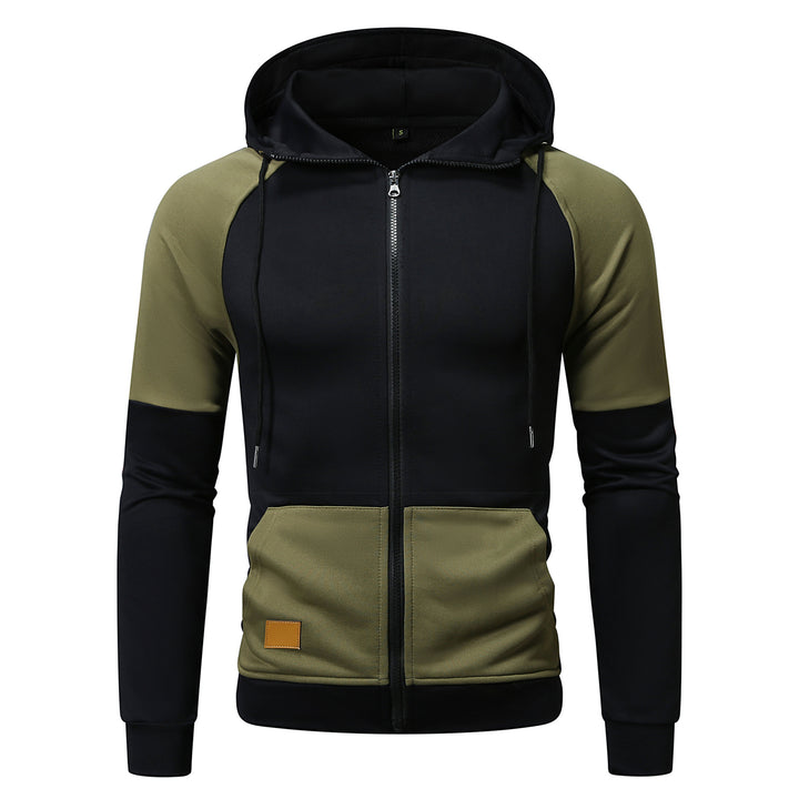 Men's sporty hooded sweater with unique color block design Lisslune