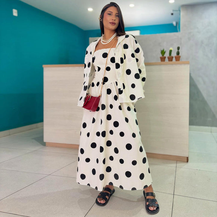Women's maxi dress with stylish polka dot design and casual blazer Lisslune
