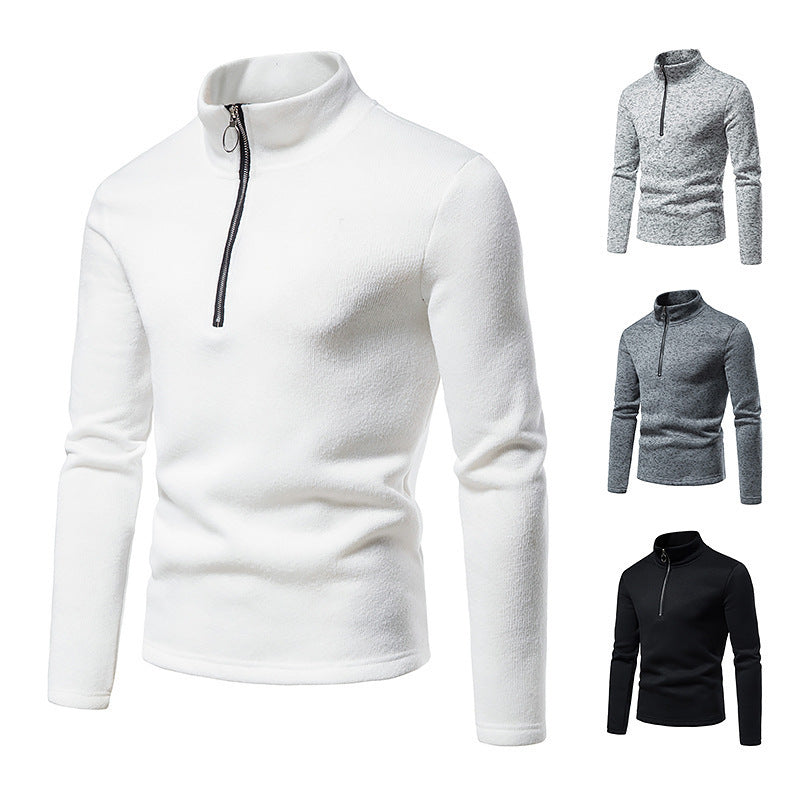 Men's sporty sweater with modern stand-up collar and practical zipper details Lisslune