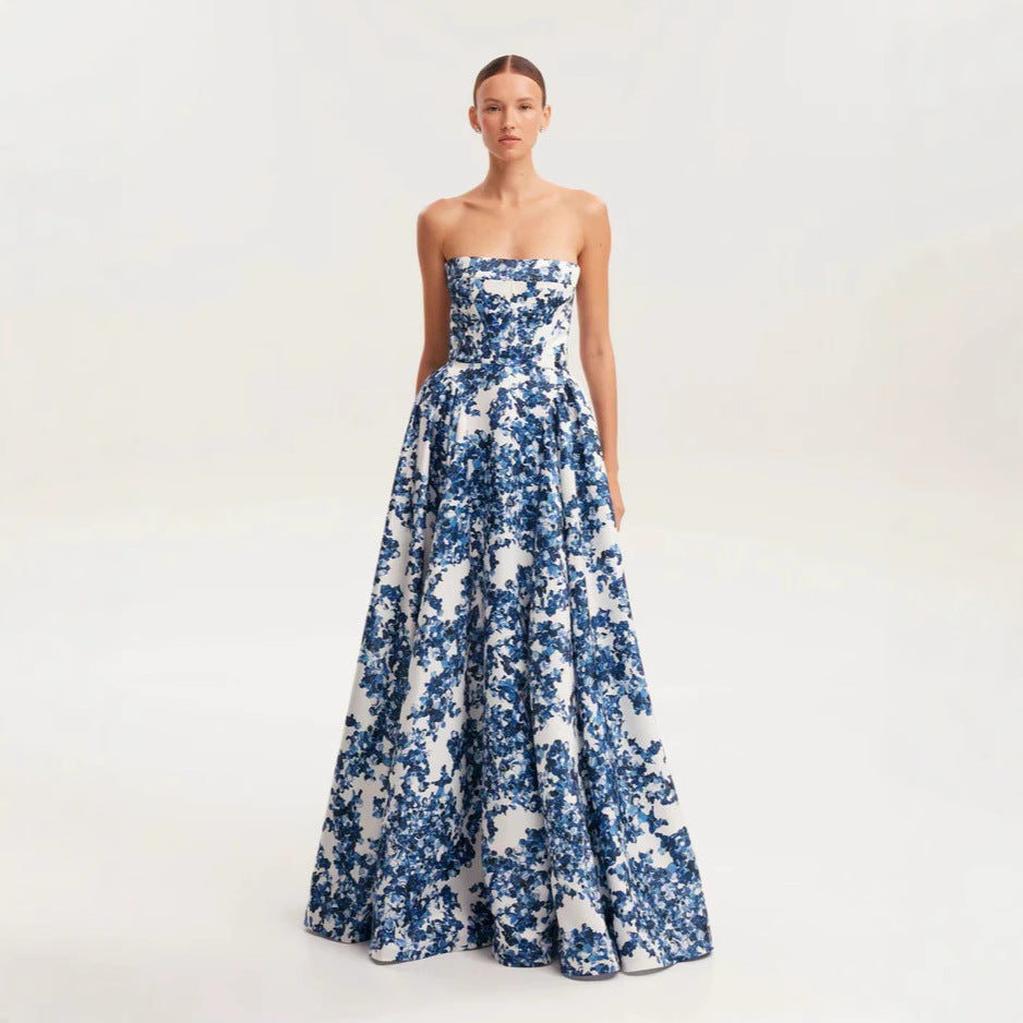 Women Elegant Floral Pattern Maxi Dress with Off-Shoulder Design Lisslune