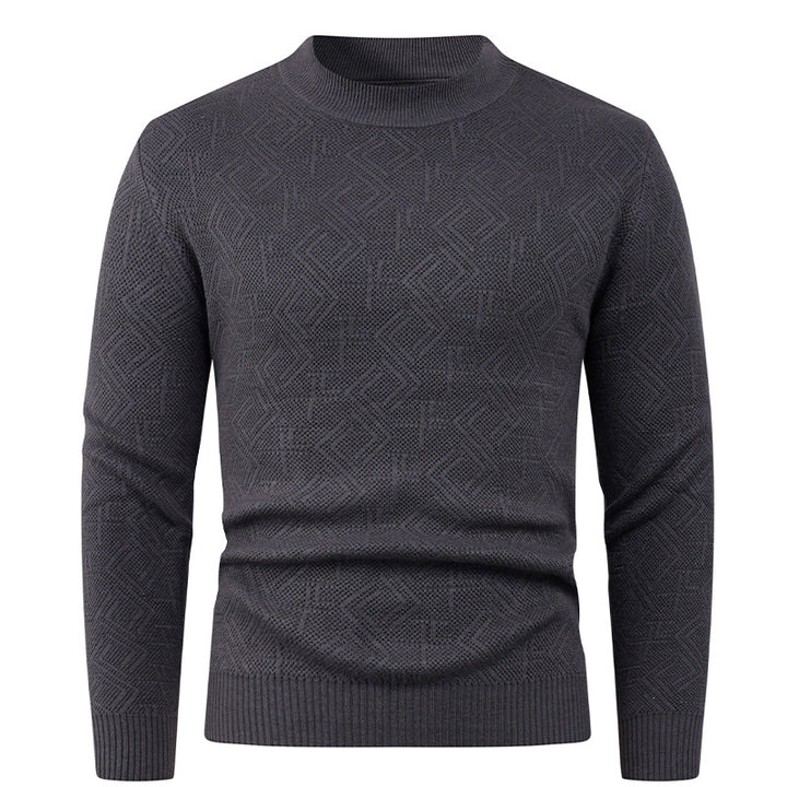 Men's Textured Crew Neck Sweater Lisslune