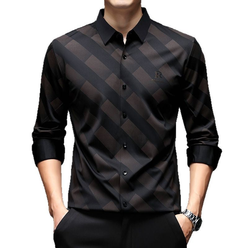 Men's Elegant Shirt with Modern Check Design Lisslune