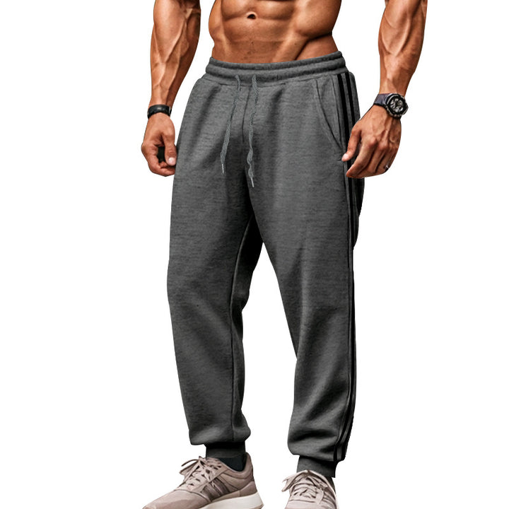 Men's Comfortable Sports Pants with Contrasting Side Inserts and Elastic Waistband Lisslune