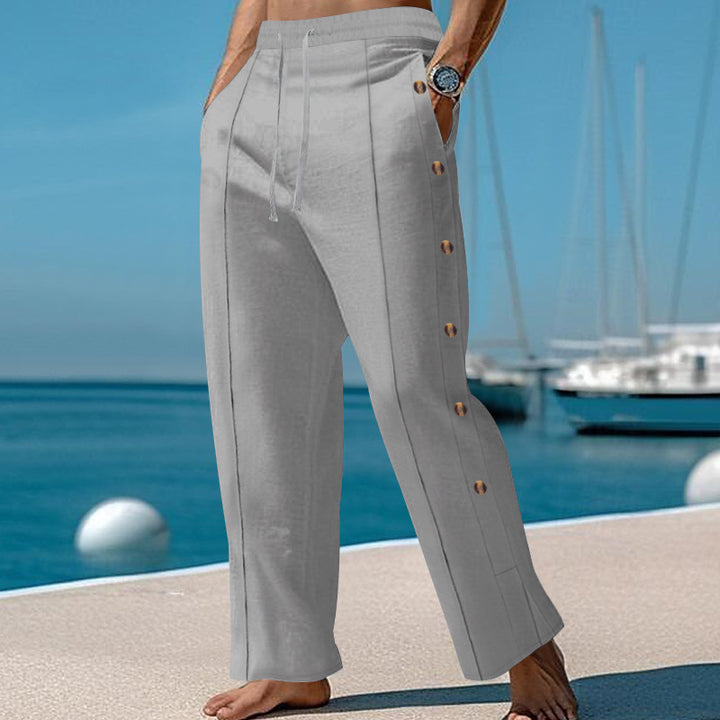 Men's elegant summer pants with side buttons Lisslune