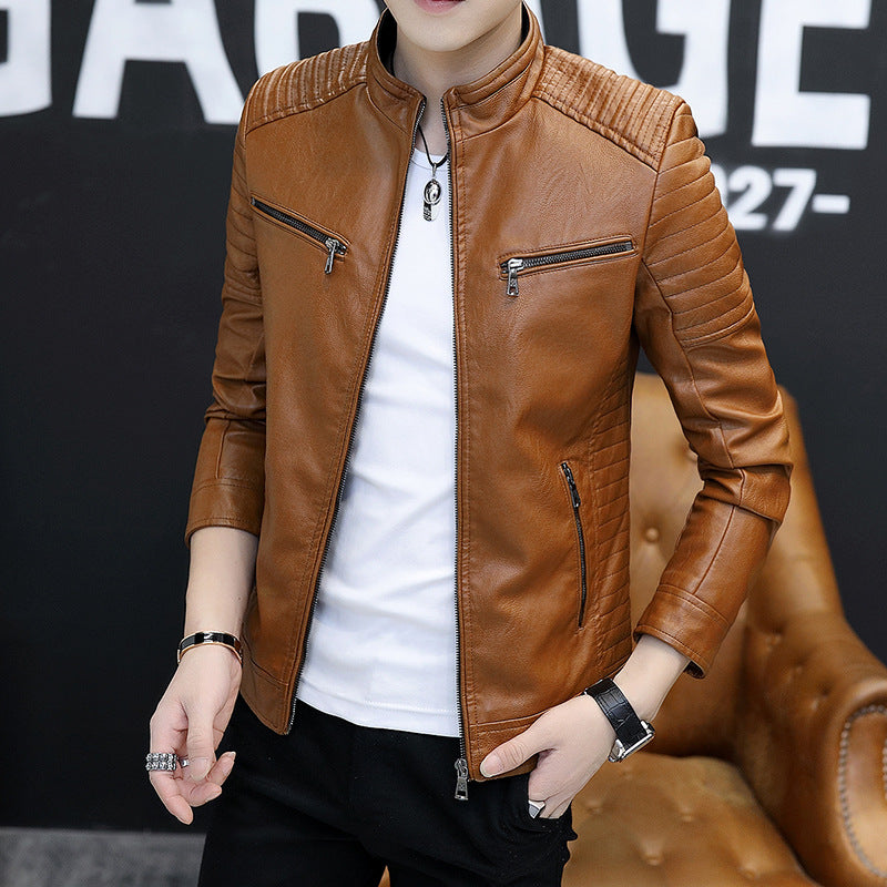 Men's synthetic leather jacket in modern biker style Lisslune