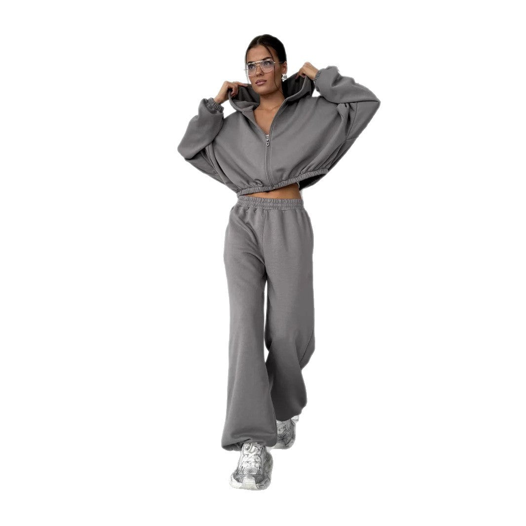 Women's sporty loungewear set with wide pants and hoodie Lisslune