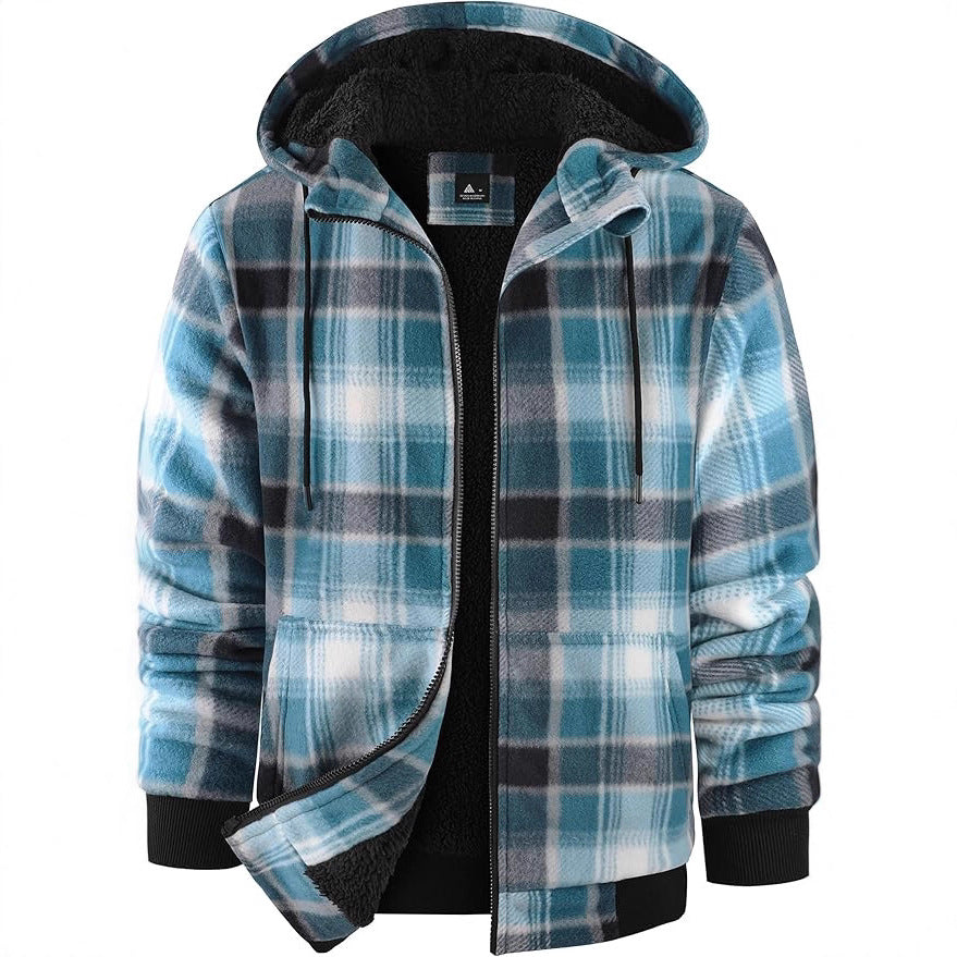 Men's fleece jacket with modern check pattern and cozy inner lining Lisslune
