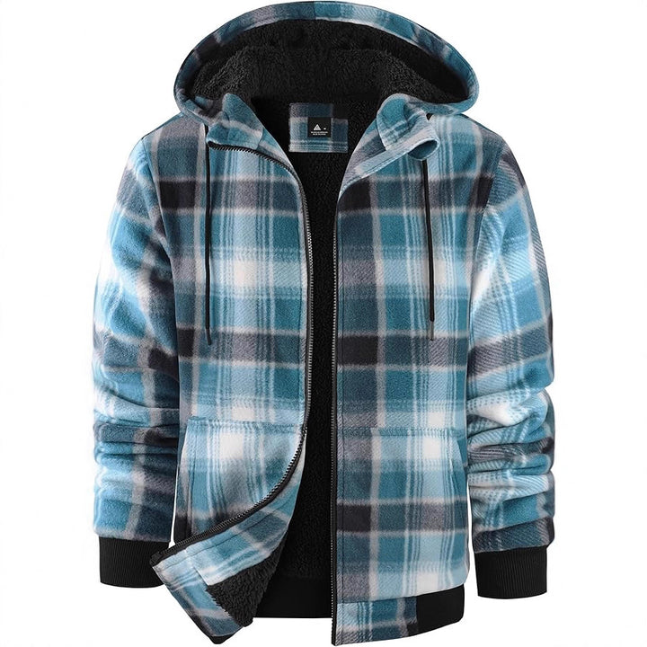 Men's fleece jacket with modern check pattern and cozy inner lining Lisslune