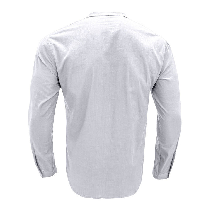Men's linen shirt with classic Henley neckline and practical chest pocket Lisslune