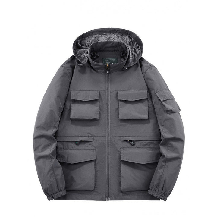 Men's Multifunctional Jacket with Numerous Pockets and Adjustable Hood Collar Lisslune